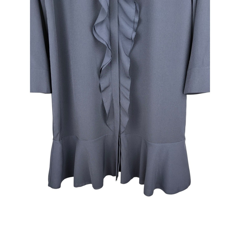 Tory Burch Jane Navy Ruffle Front Long Sleeve Shift Dress Size 14 NWT - Picture 4 of 14